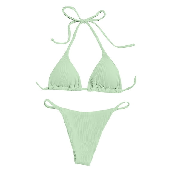 ZPAQI Women Swimwear Set String Bikinis Top and Side Adjustable Bottom
