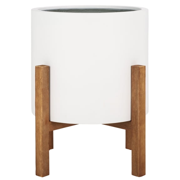 Safavieh Loflen Concrete Ficonstone Modern Solid Round White Plant Pot