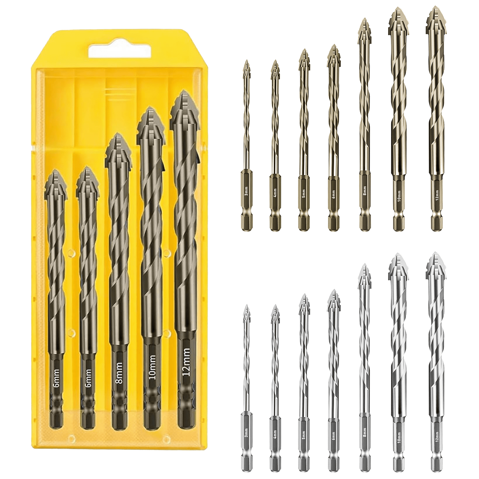High Strength Four-Edge Serrated Eccentric Cross Drill Bit Suitable For Tiles Concrete Cast Iron Glass Wood Various Diameter Sets