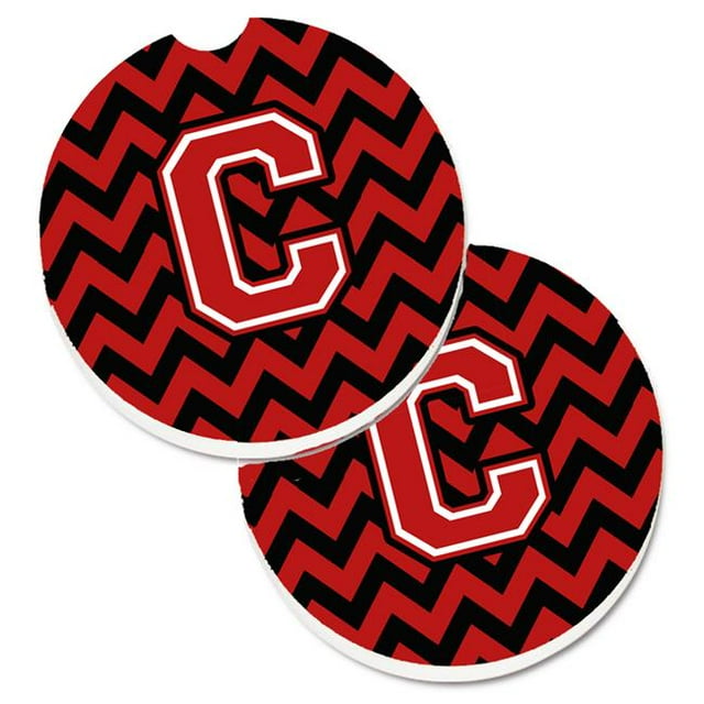 Lettre C Chevron Noir et Rouge Lot de 2 Porte-Gobelet Coaster Voiture
