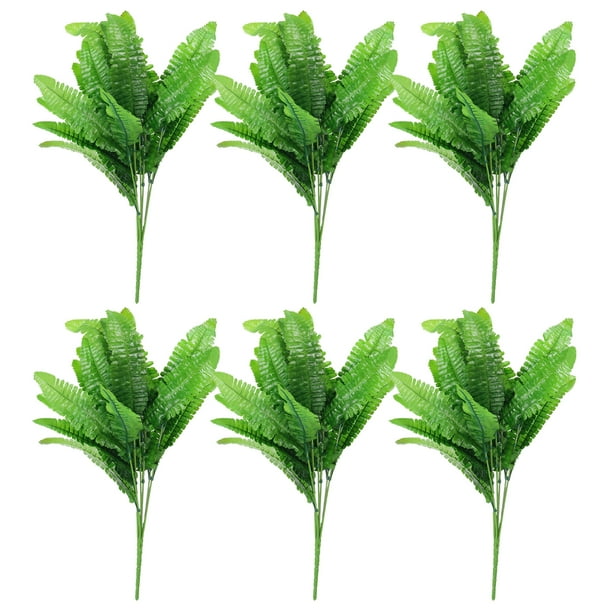 Uxcell Plantas de Verdura Artificial, 7 Ramilletes de Planta Verde con Hojas de Persa para el Hogar, Verde 6 Pcs