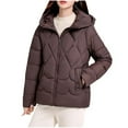 thumbnail image 2 of Njoeus Women's Quilted Winter Coat Lightweight Warm Down Puffer Jacket Fashion Parka Jacket Short Outwear with Pockets （Available in Plus Size) Coffee 3X-Large, 2 of 4