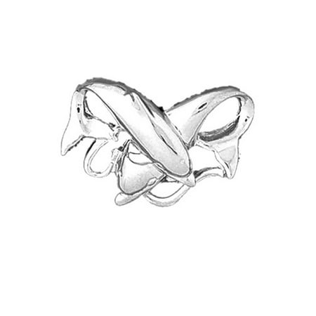 18K White Gold Dolphins Pendant - 20 mm