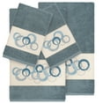 thumbnail image 2 of Authentic Hotel and Spa  Turkish Cotton Circles Embroidered Teal Blue 4-piece Towel Set, 2 of 5