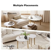COSIEST Nesting Coffee Table Set of 2, Round Side Tables for Living Room, Space-Saving Design