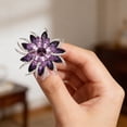 thumbnail image 3 of Purple Flower Brooch, Crystal Floral Lapel Pin, Alloy Zirconia, Shiny Wedding Gift, Elegant Dress Accessory, for Women, 3 of 8