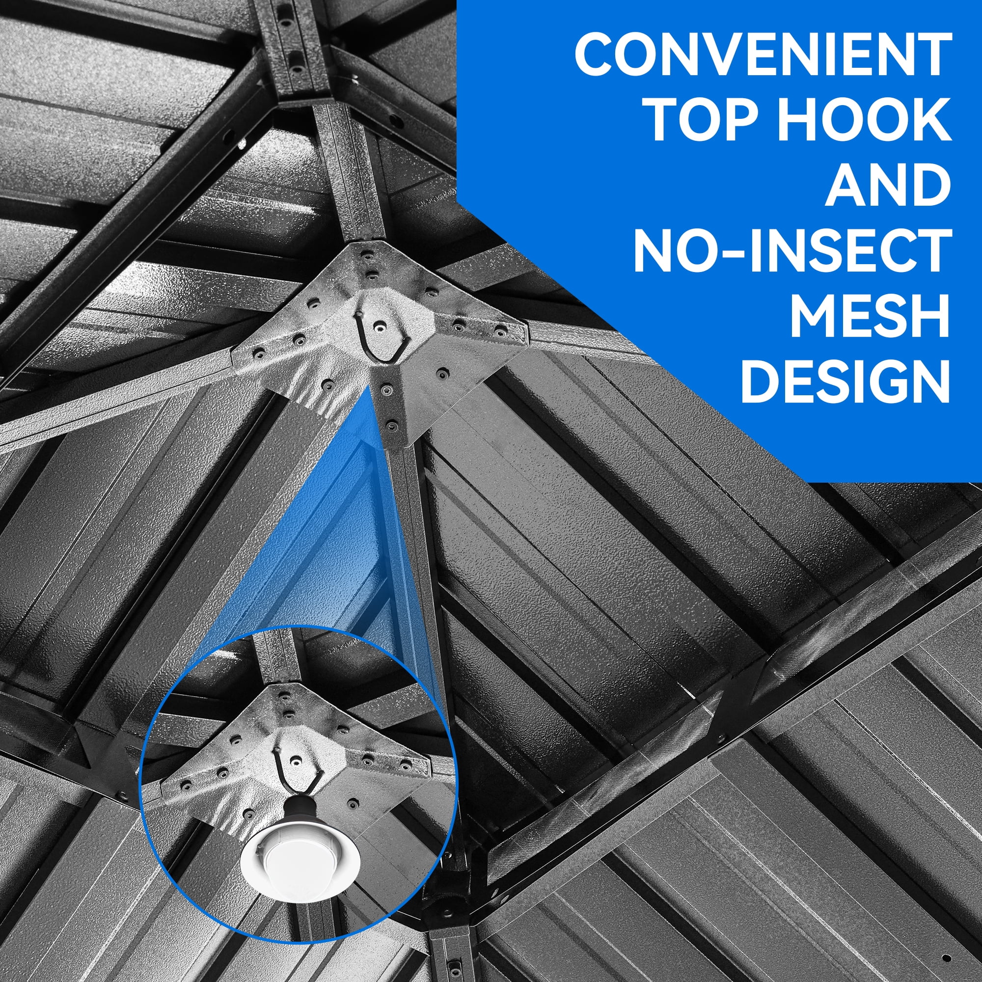 Dextrus 10x10ft Double Roofed Hardtop Gazebo, Outdoor Heavy Duty Galvanized Steel with Nettings and Curtains, Ideal for Patio, Backyard, Deck, Lawns - Gray