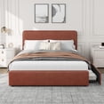 thumbnail image 4 of Memoryfield Full Bed Frame with Headboard & Storage Drawers, PU Upholstered Platform Bed, No Box Spring Needed, Noise-Free, Easy Assembly, Brown, 4 of 7
