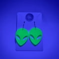 thumbnail image 5 of Glow In The Dark Alien Earrings, Blacklight Reactive Women Rave Festival Accessories, Sterling Silver Statement Jewelry, Cute Gift For Her, 5 of 5