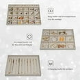 thumbnail image 5 of ProCase Set of 3 Stackable Jewelry Trays Organizer for Drawers, Jewellery Drawer Insert Divider Jewel Display Storage Container with Removable Dividers for Ring Earring Necklace Bracelet -Beige, 5 of 7