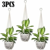 Macrame Plant Hanger Indoor Hanging Planter Basket Handmade Woven Cotton Rope Flower Pot Decorative Crochet Plant Holder Stand for Boho Home Decor No Tassels,35 Inch,Set of 3