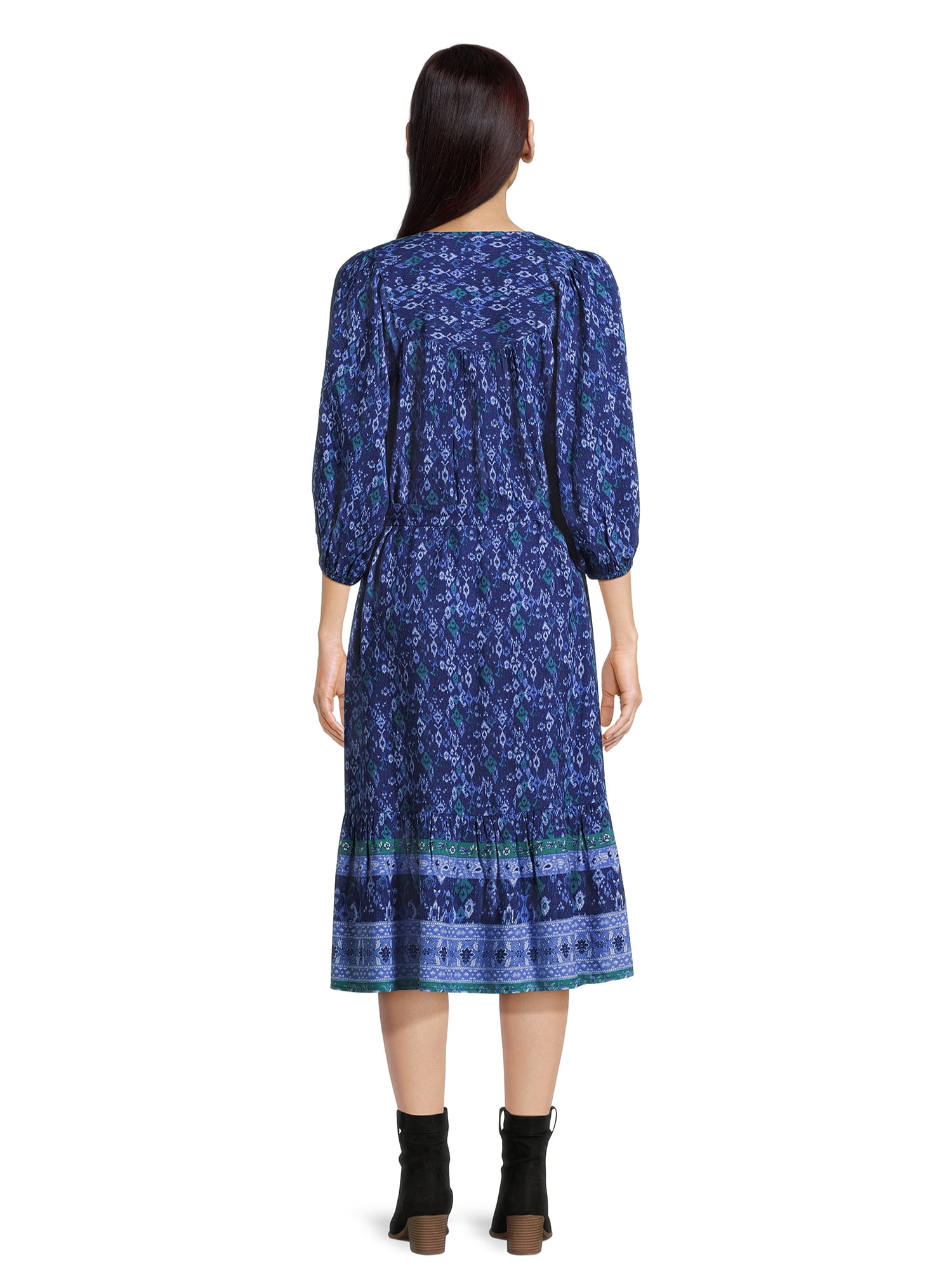 beachlunchlounge Women's Puff Sleeve Midi Dress