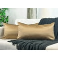 thumbnail image 2 of Aiking Home Collection 12x24 Inches Faux Silk Rectangular Throw Pillow Cover, Zipper Closure, Brass (Set of 2), 2 of 8