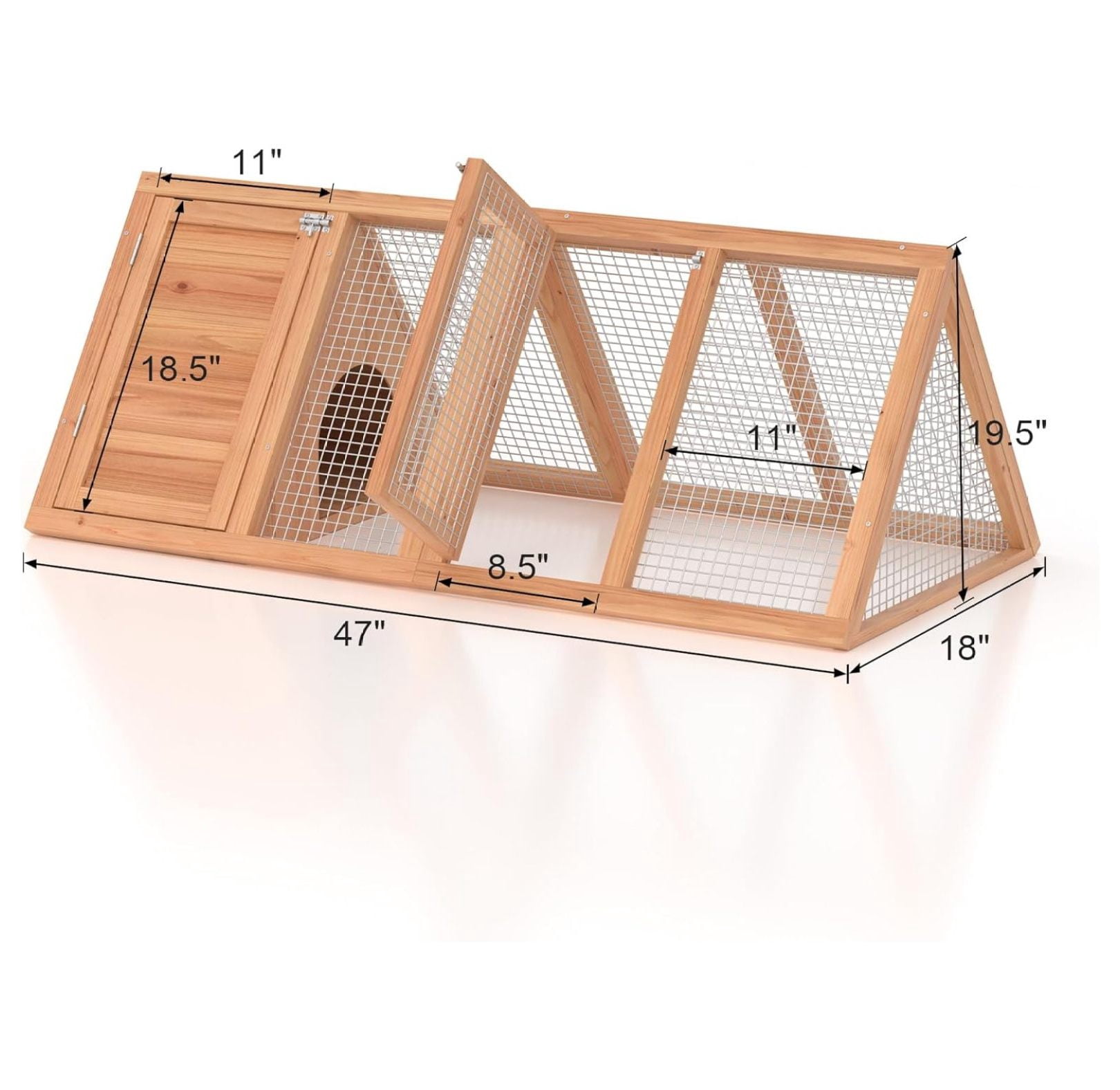 Outdoor Rabbit House Bunny Chicken Coop Wooden Small Animals Quail Cage Hamster Pet Run Cage Poultry Hutch with 2 Doors (46")