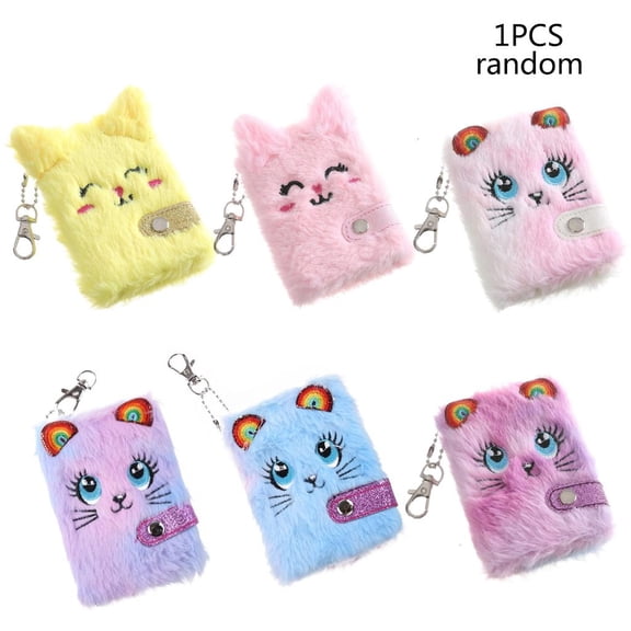 LUVNIMB Plush Pocket Notebook with Keychain Women Writing Pad Journal Diary Inner Papers