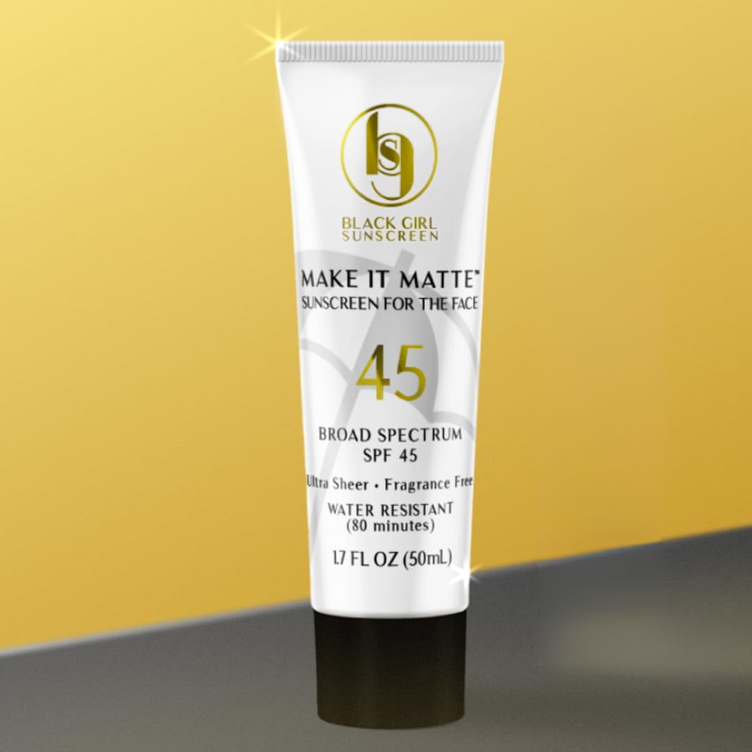 BLACK GIRL SUNSCREEN Make It Matte SPF 45 - Clear Face Sunscreen - No White Residue, Broad Spectrum, Matte Finish, Vegan
