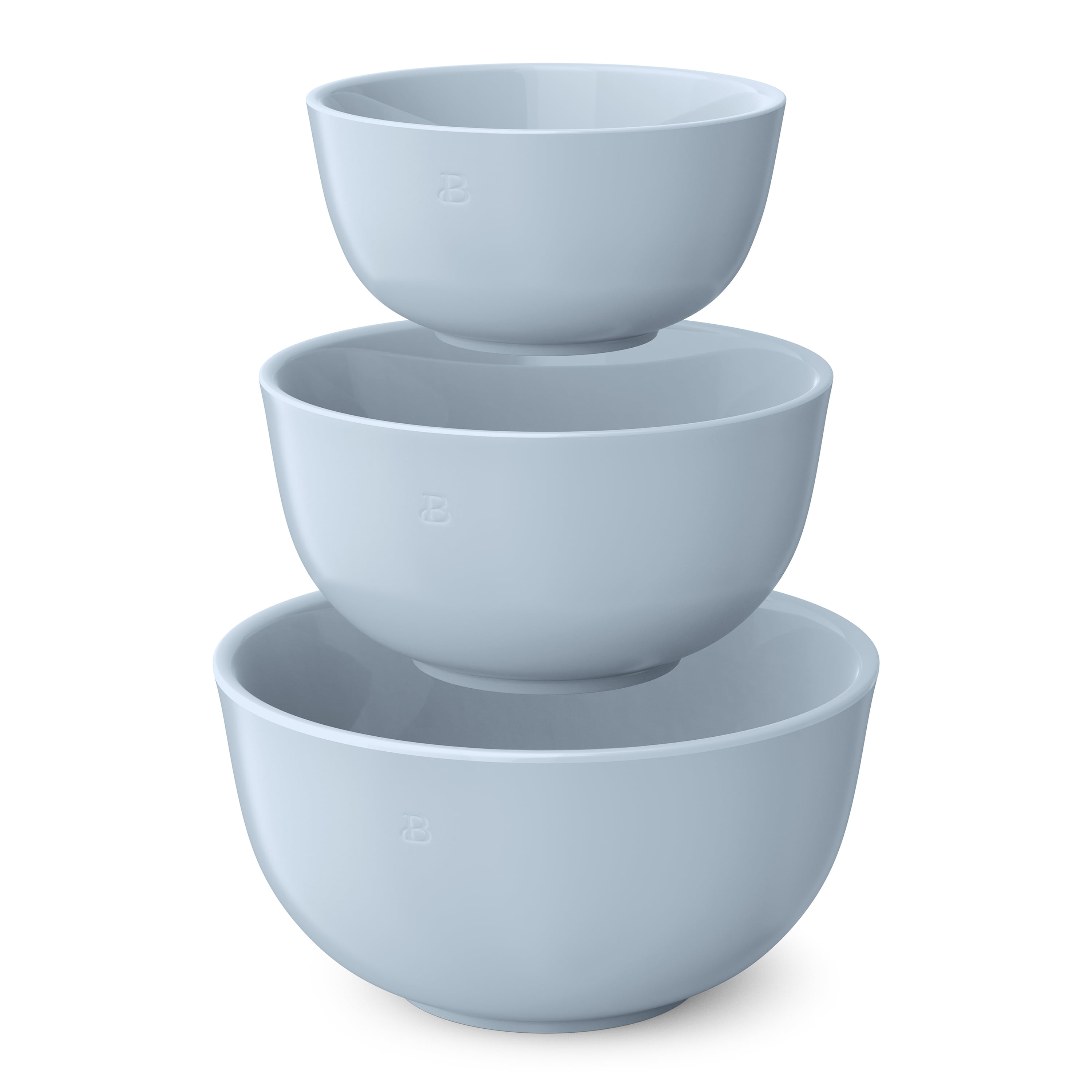Beautiful 3-Piece Stoneware Nesting Mixing Bowl Set, Cornflower Blue by Drew Barrymore