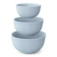 thumbnail image 4 of Beautiful 3-Piece Stoneware Nesting Mixing Bowl Set, Cornflower Blue by Drew Barrymore, 4 of 8