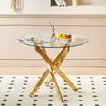 thumbnail image 1 of Round Dining Table,Glass Dining Table,Square 90x90x75cm,golden leg,glass table top, 1 of 10