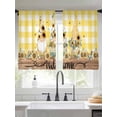 thumbnail image 2 of Gnomes Sunflower Sheer Curtains 54 Inch Length 2 Panels for Living Room, Yellow Checkered Pastoral Botanical Wooden Voile Kitchen Curtain Set, Luxury Privacy Drapes Window Treatment for Bedroom, 2 of 7