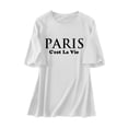 thumbnail image 5 of Trendfront Womens Paris Letter Graphic Oversized T Shirts Crewneck Drop Shoulder Tops Trendy Fashion Tee Relaxed Pullover Streetwear, 5 of 5