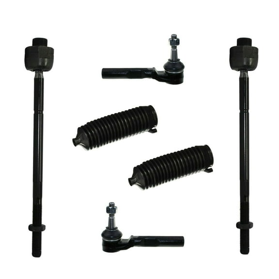 6 Pc Steering Kit Inner & Outer Tie Rod Ends, Rack and Pinion Bellow Boots Fits select: 1999-2007 CHEVROLET SILVERADO, 1999-2007 GMC NEW SIERRA