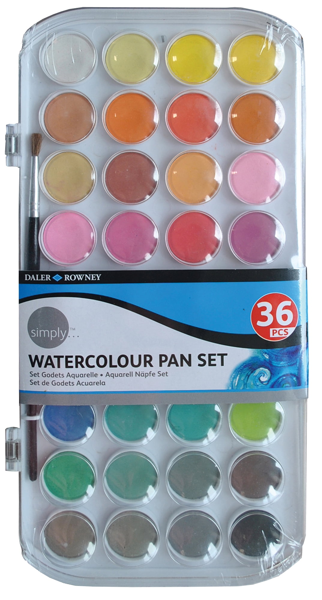 Daler-Rowney Simply Watercolor Set, Watercolor Pan Set, 36 Piece