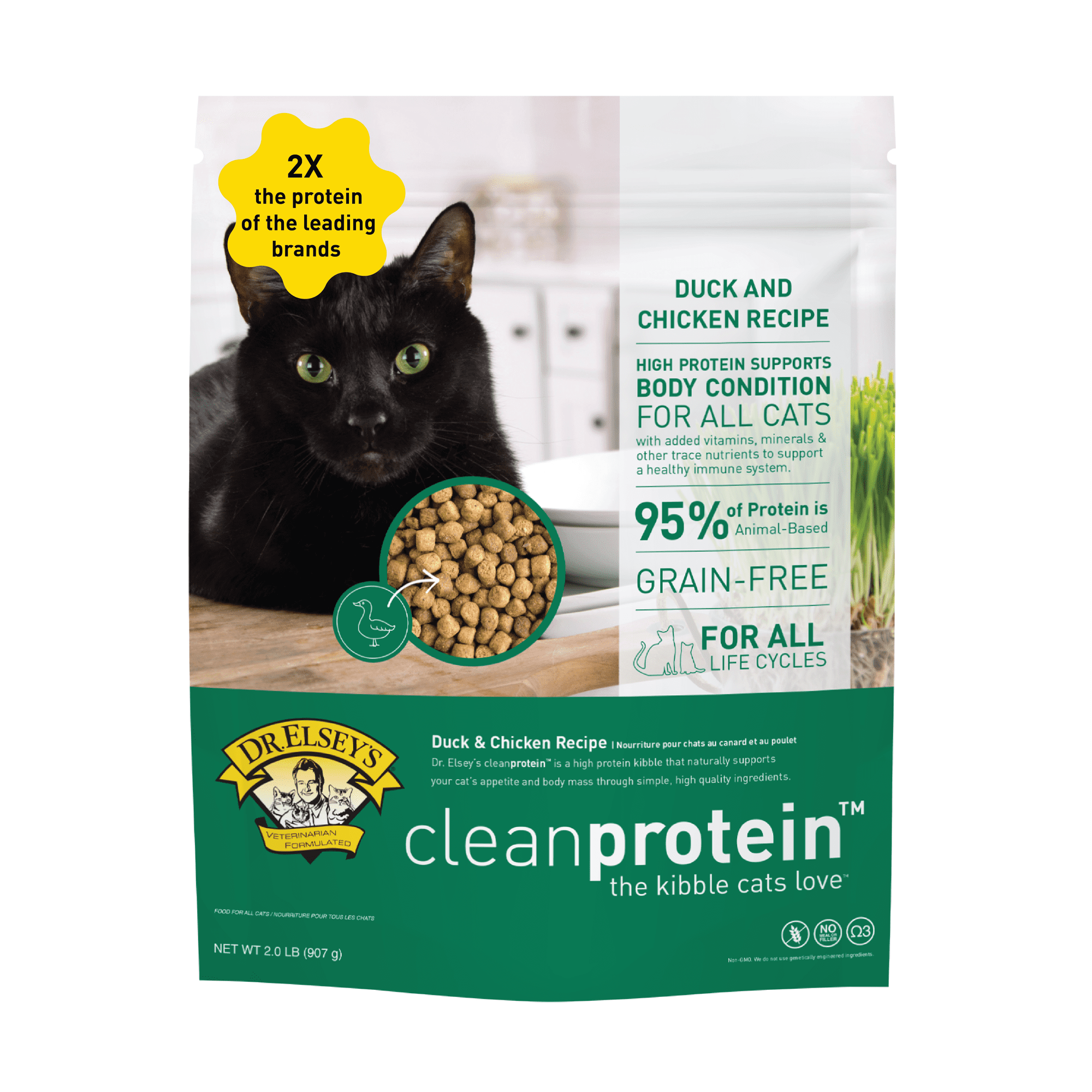 Dr. Elsey's cleanprotein Grain-Free Duck Flavor Dry Cat Food for All Life Stages 2 lb. Bag