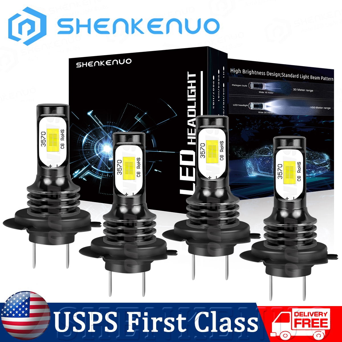 H7+H7 LED Headlight Bulb High-Low Beam US For Hyundai Genesis Coupe ...