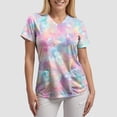 thumbnail image 4 of COMVALUE Cozy Fit Plus Size Scrub Shirts Medical Uniforms Tops Print Scrubs with Design (Pink, XL), 4 of 7