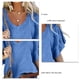 thumbnail image 5 of Blusa informal de un solo color con escote en V para citas, blusa de verano con mangas con volantes para mujer, 5 of 6