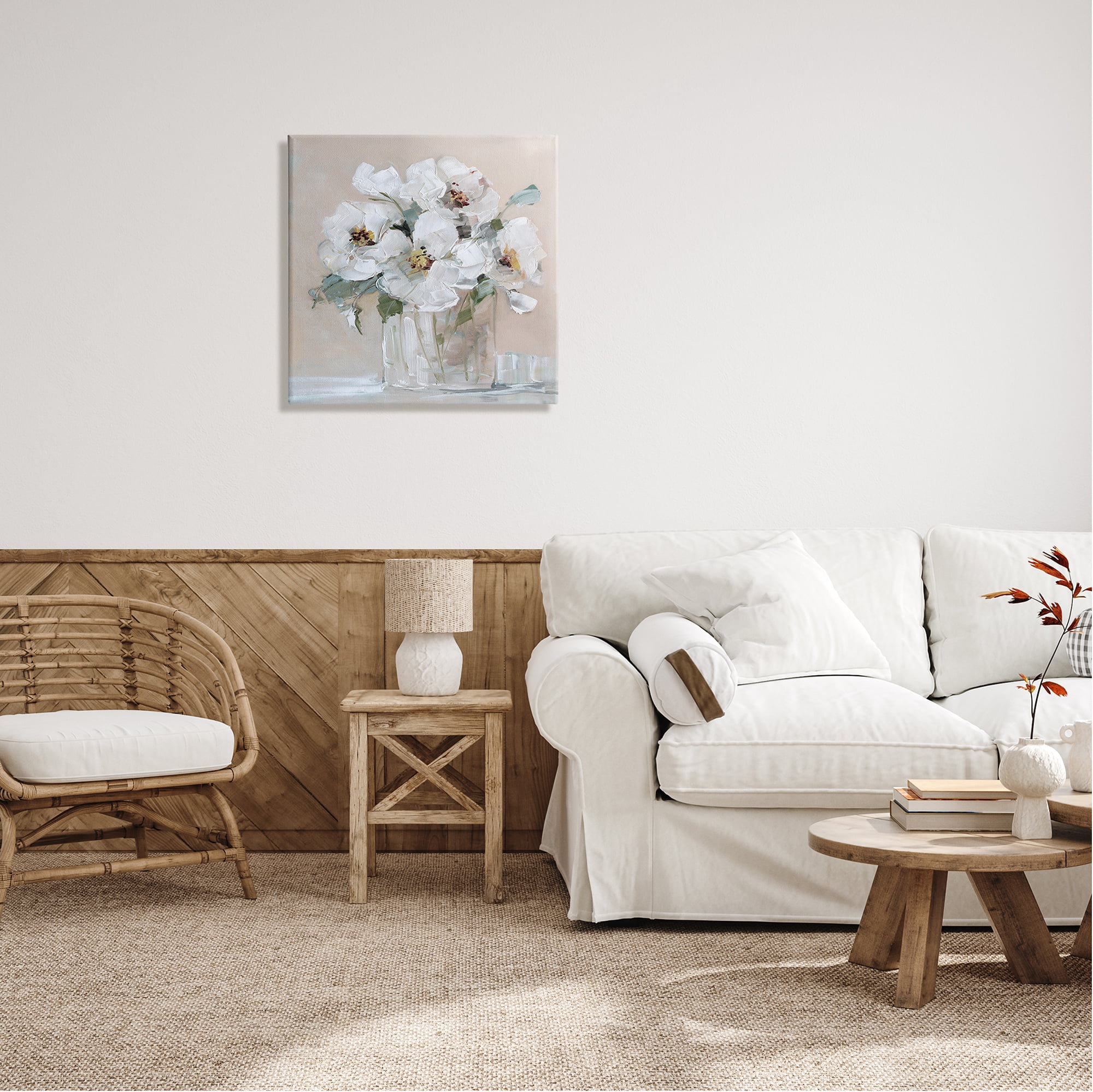 Stupell Industries Traditional White Blooms Flower Arrangement Still Life Painting Gallery Wrapped Canvas Print Wall Art, Design by Sally Swatland