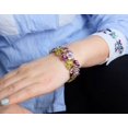 thumbnail image 3 of Falari Vintage Flower Bracelet Bangle Crystal Beads Hand-Painted Gold Plated- Purple, 3 of 4