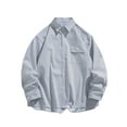 thumbnail image 2 of Blusa y camisa de manga larga con cuello vuelto para hombre, color liso, con botones y cuello vuelto, cárdigan de manga larga, blusa de poliéster para hombre, 2 of 9