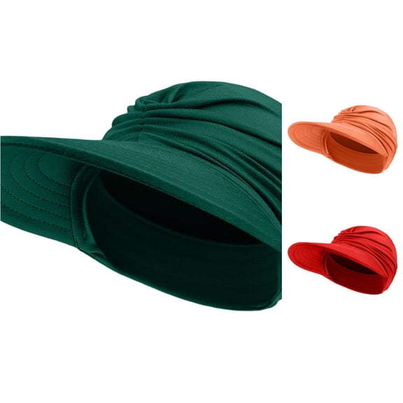 Xijirk Sun Hat with Pleated Soft Top and Wide Brim for Outdoor Travel Daily Activity for Adult Female Breathable Sun Visor Headwear,Green,One Size
