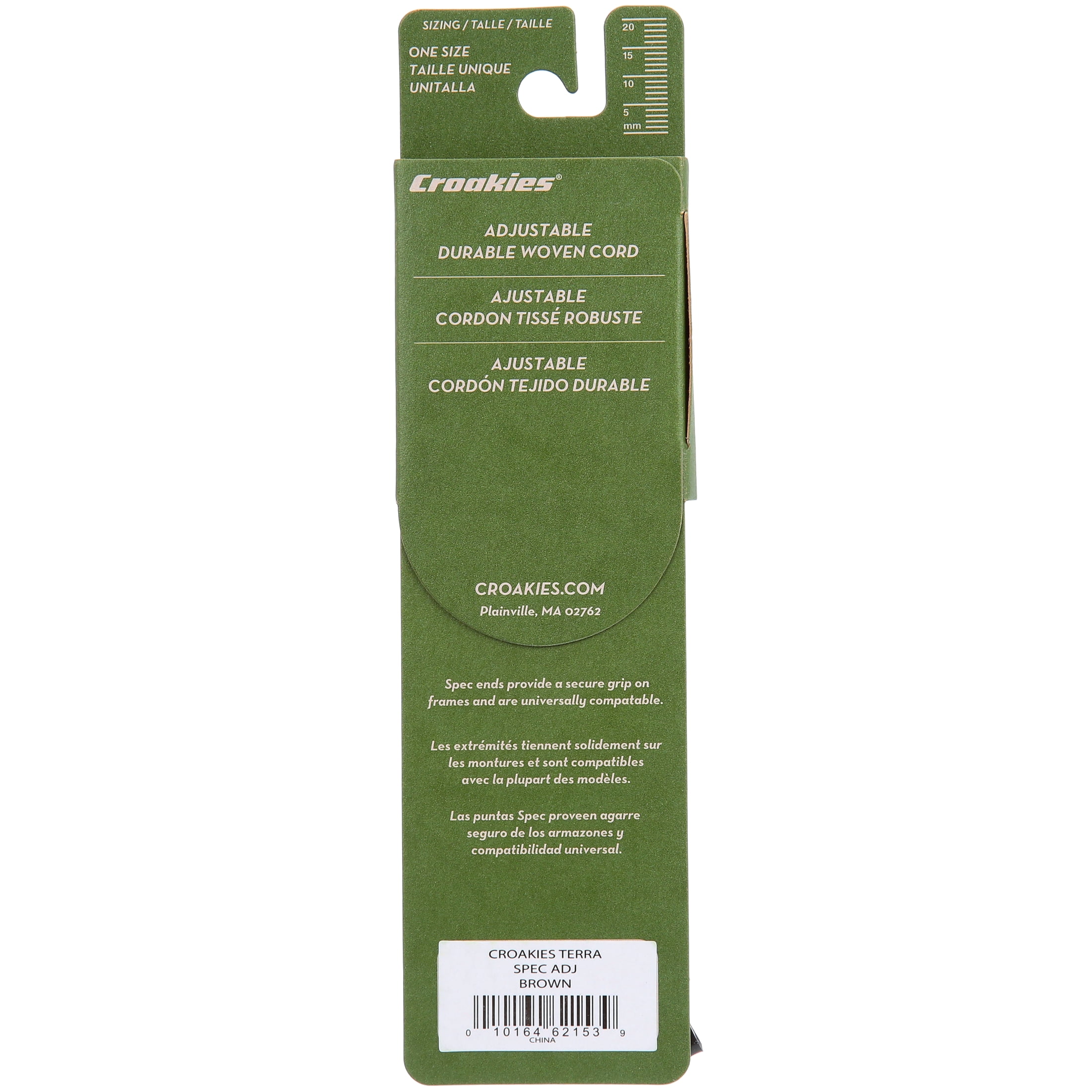 Croakies Terra Spec Adjustable Eyewear Retainer, Brown, Woven Nylon Cord, 1 Count