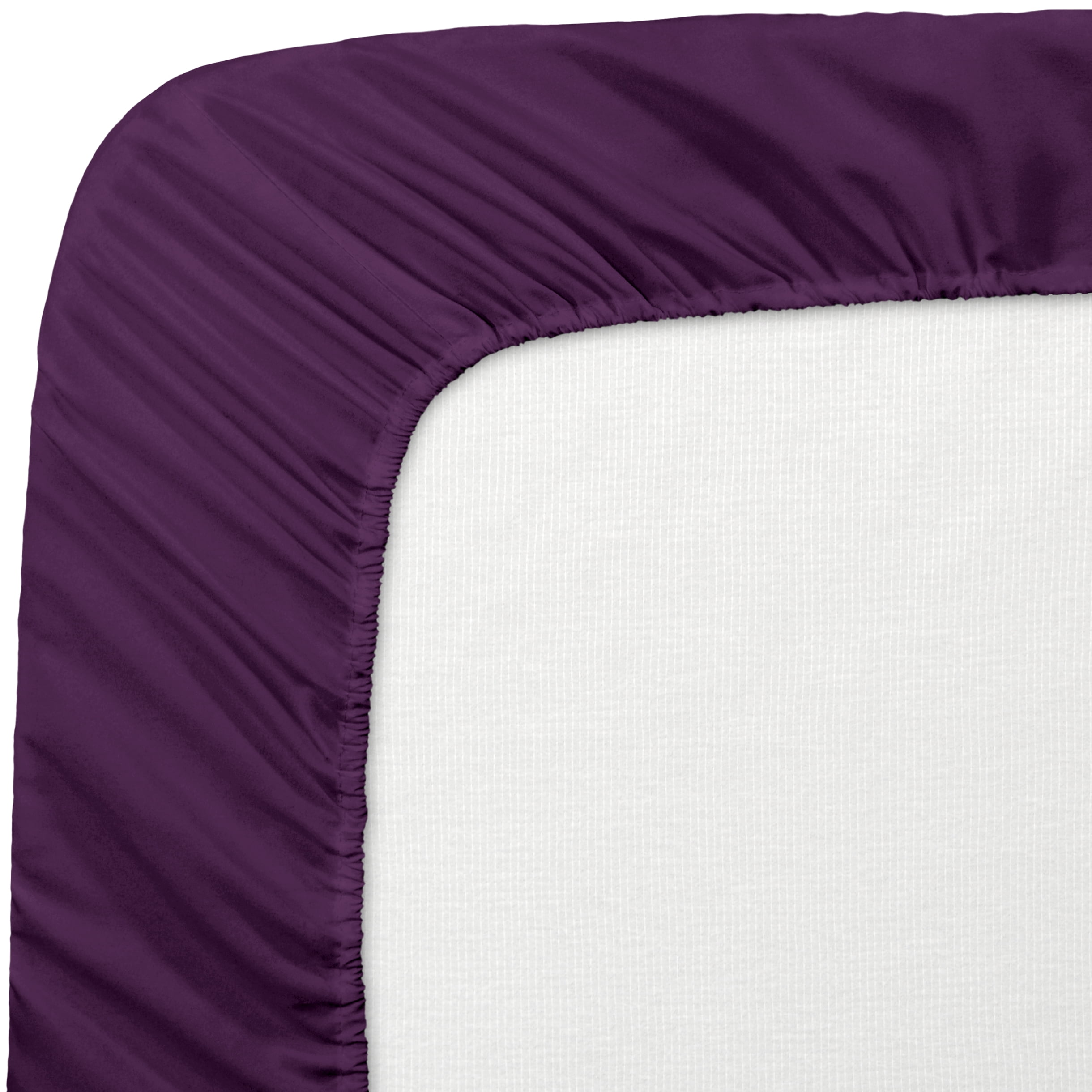 Bare Home 2 Split King Premium Ultra-Soft Fitted Bed Sheets, 2-Pack (Split King, Plum)