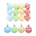 thumbnail image 3 of Fwttom 2.4" Christmas Ball Ornaments Set Shatterproof Multicolor Striped Merry Christmas Tree Decorations for Holiday Gifts Hanging Xmas Decor,, 3 of 9