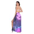 thumbnail image 3 of FORMRS Womens Long Sarong Beach Wrap Semi-Sheer Bikini Skirt Bathing Swimsuit Cover Up, Pink Neon Road, 3 of 7