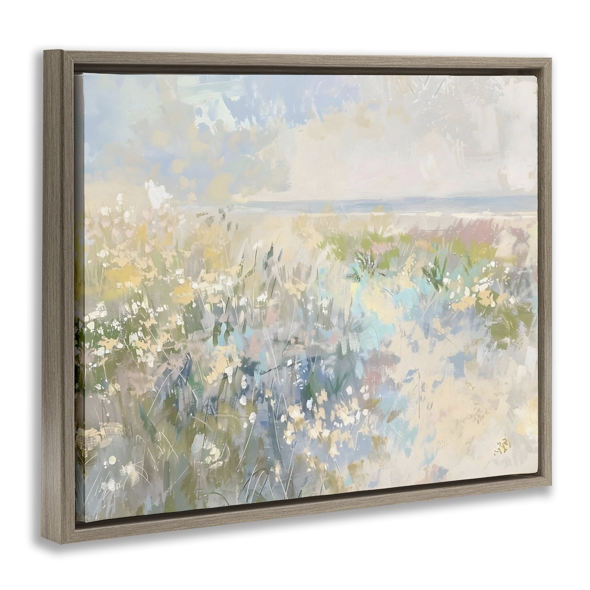 Stupell Industries Mottled Pastel Field Impression Brown Framed Floater Canvas Wall Art, design by Creative Studio