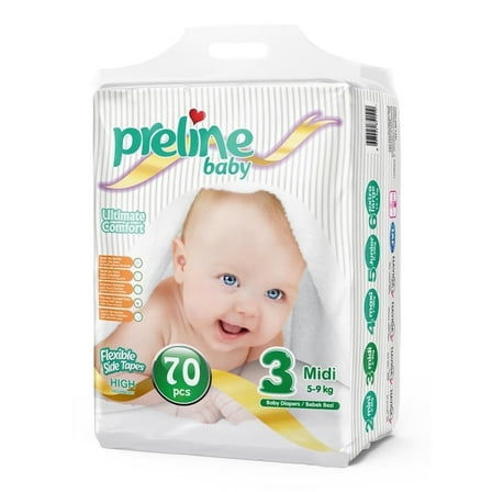 Baby Diapers, Size 3 (11-20 lbs).  70 Count