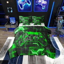 Erosebridal Neon Gamepad Bed in a Bag Twin size, Modern Gaming Sports Bed Set, Honeycomb Geomrtry Decor, Reversible