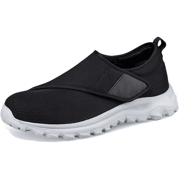 Leisure sports Velcro elderly shoes with wide and swollen feet for middle-aged and elderly men and women, soft soled walking shoes