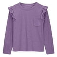 thumbnail image 6 of WQNVRNR Girls Ruffle Cotton T Shirts- Long Sleeve Casual Fashion Cute Kids Tops Purple Size 10, 6 of 6