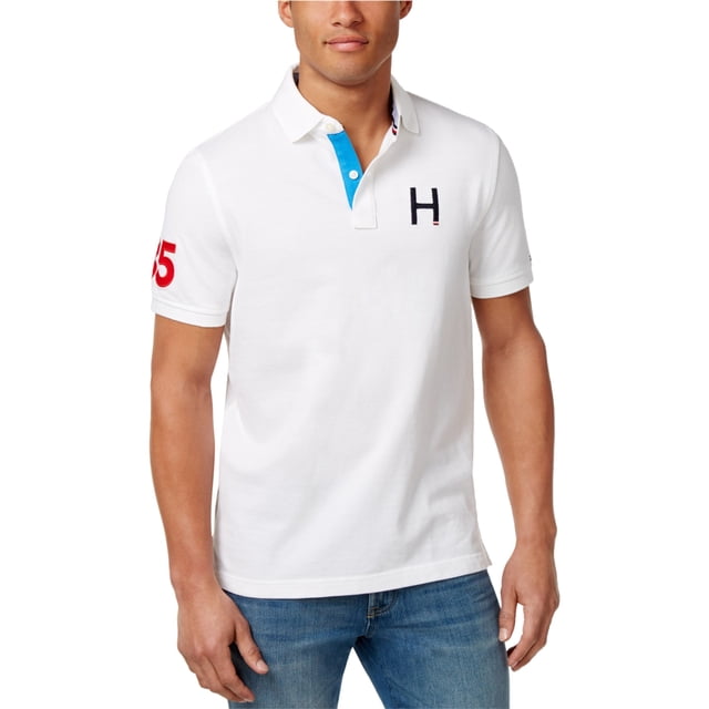 Tommy Hilfiger - Polo de rugby para hombre, diseño deportivo, bordado, color blanco, XS