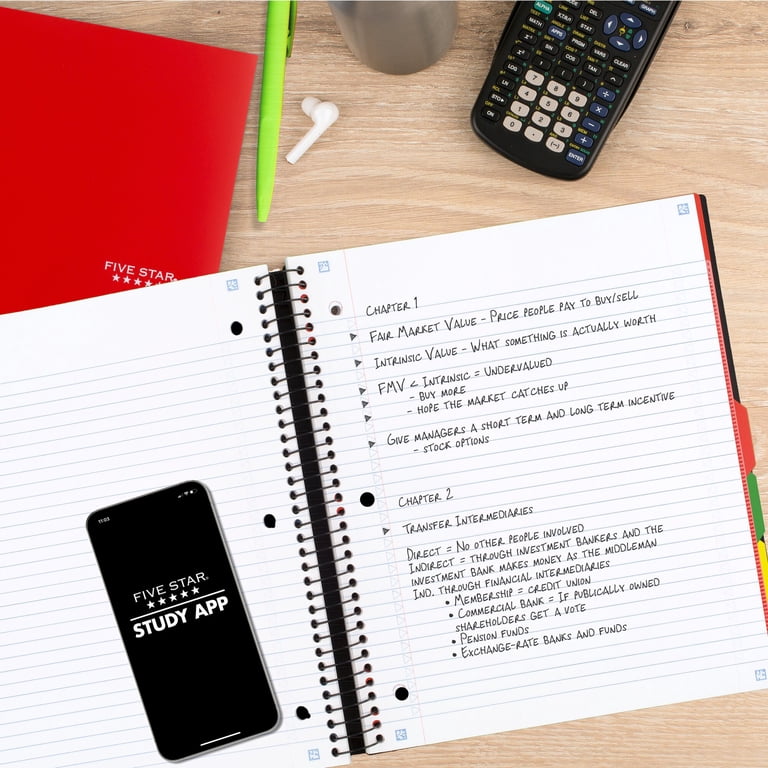 Five Star Advance Spiral School Supplies, Big Tabs, 5 Subject