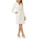 thumbnail image 2 of INSPIRAR CHIC Vestido de Tweed para Mujeres con Doble Botonadura y Mangas Largas con Cinturón 2XL Blanco, 2 of 5