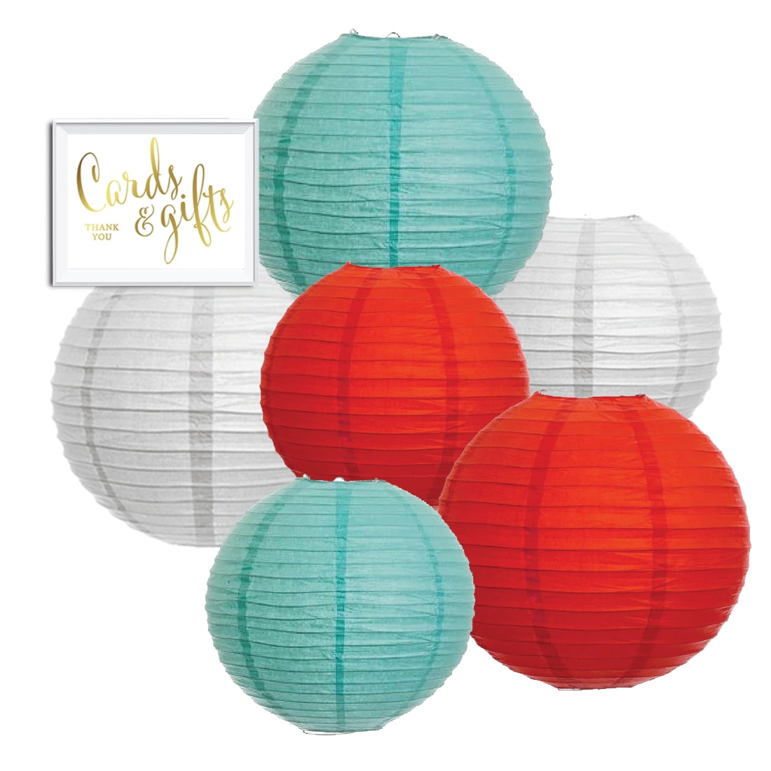 blue and white paper lanterns