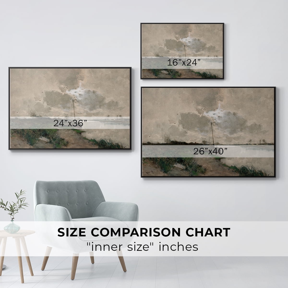 Vintage Landscape-CCCXLVIII By Wexford Home Framed in Black Wood Gallery Wrapped Canvas 27 in. x 41 in.