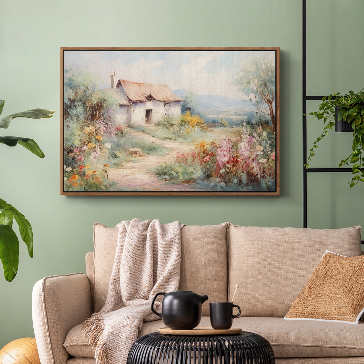 Vintage Landscape-CCLVIII By Wexford Home Framed in Walnut Wood Gallery Wrapped Canvas 17 in. x 25 in.